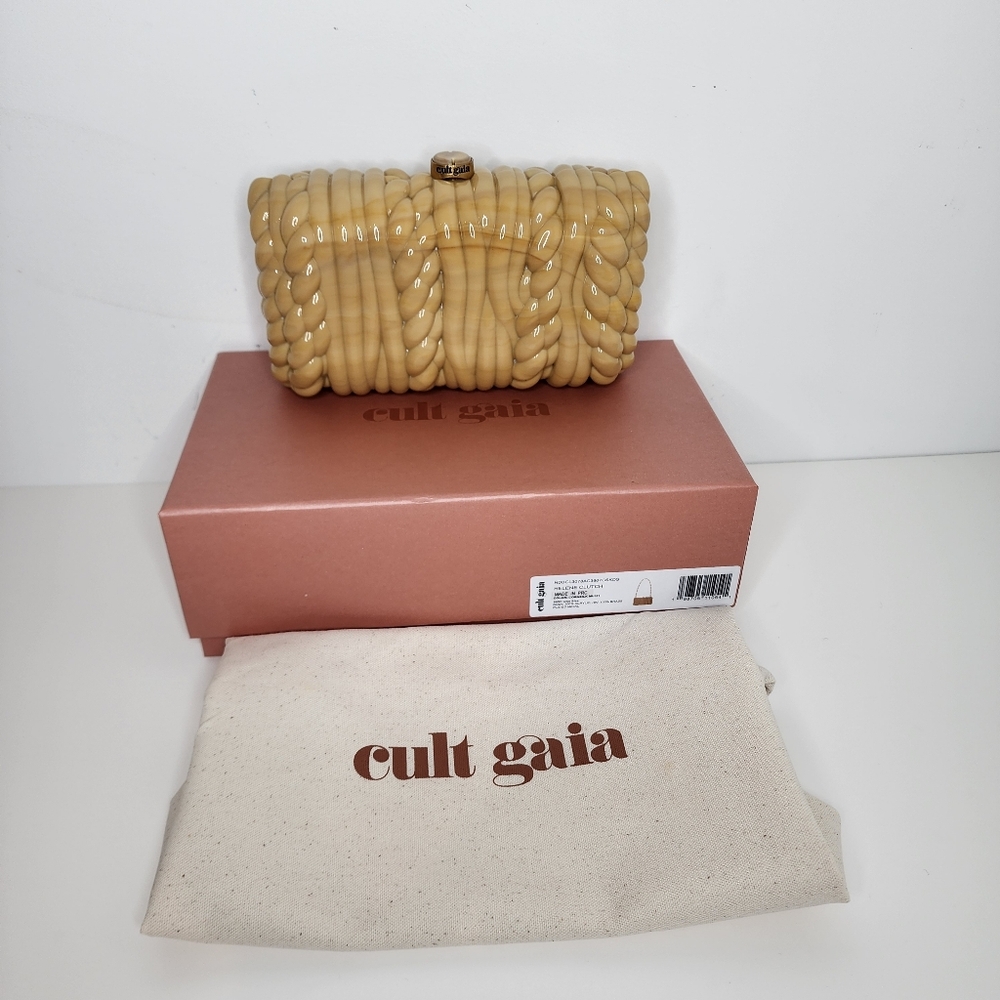 Cult Gaia Helen Cornsilk Acrylic Clutch Shoulder Bag - Picture 3 of 6